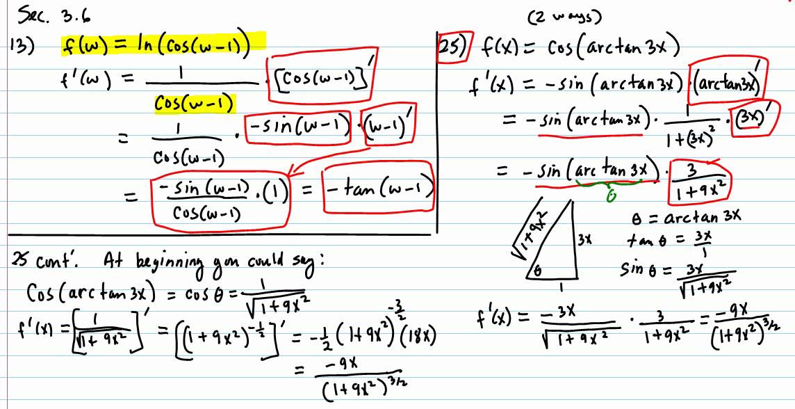 Inverse Trig Derivative Practice Inverse Trig Derivative Practice