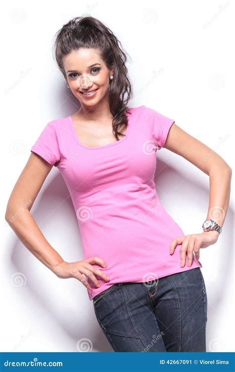 Jenna Shea Blonde Model Hands On Hips Women Blue Background Skirt Jenna Shea Blonde Model Hands On Hips Women Blue Background Skirt