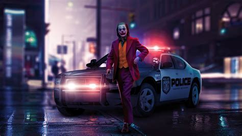 Joker Is Standing In Police Car Background 4K Hd Joker Wallpapers Hd Wallpapers Id 61190