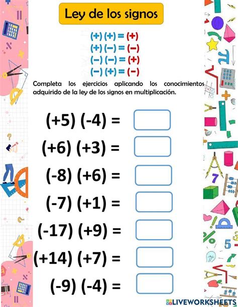 Ley De Los Signos Interactive Worksheet Live Worksheets, 55% Off Ley De Los Signos Interactive Worksheet Live Worksheets, 55% Off
