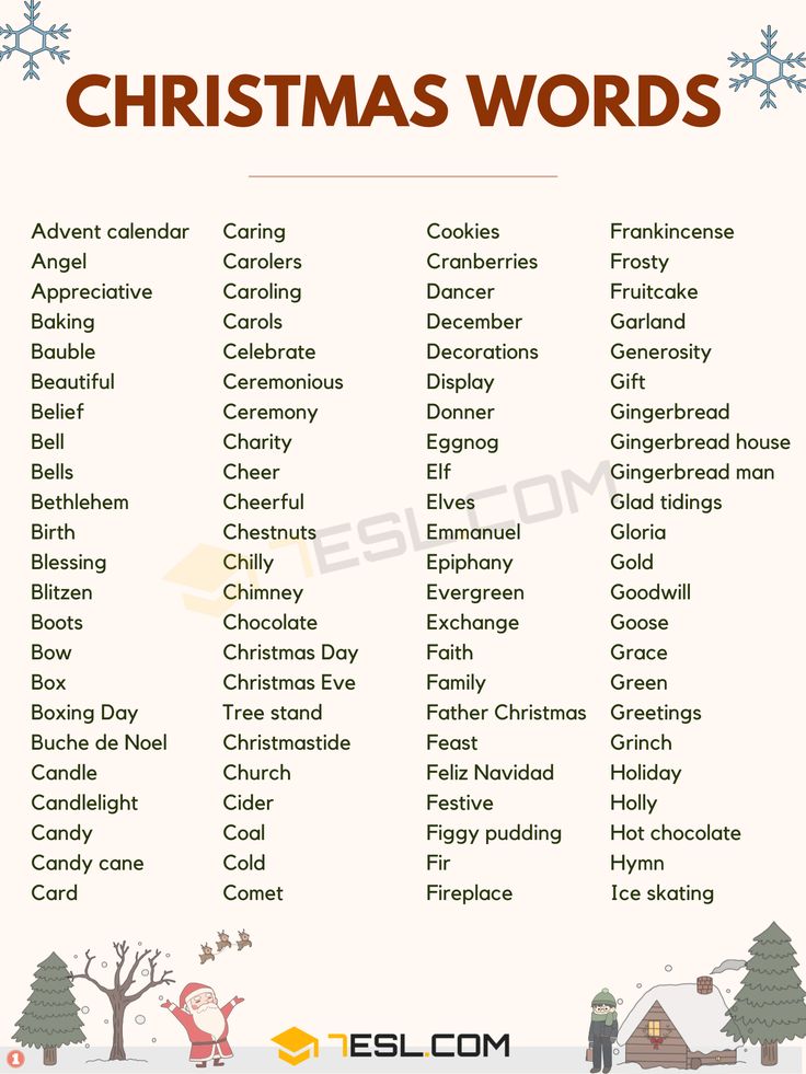 List Of Christmas Words From A To Z Grammarvocab List Of Christmas Words From A To Z Grammarvocab