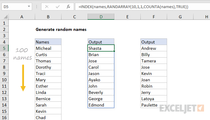 Excel's Random Name Generator: Easy Lists