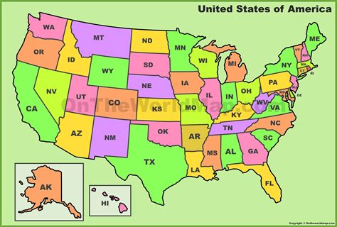 Map Of America With Abbreviations