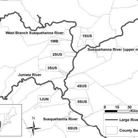 Map Of The Susquehanna River Study Area Site Codes Were 1Wb West Map Of The Susquehanna River Study Area Site Codes Were 1Wb West