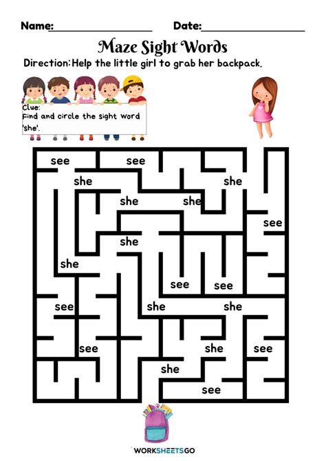 Maze Sight Words Worksheets Worksheetsgo Maze Sight Words Worksheets Worksheetsgo