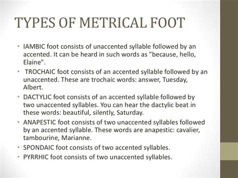 Metrical Foot Metrical Foot