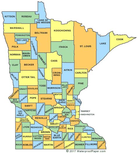 Minnesota County Map Printable Minnesota County Map Printable