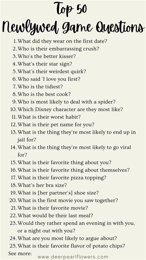 The Ultimate Newlywed Game Question List