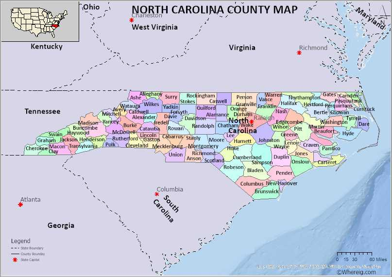 North Carolina County Map: Uncovered