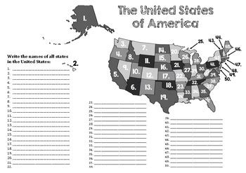 Numbered Map Of The United States Name All 50 States Numbered Map Of The United States Name All 50 States