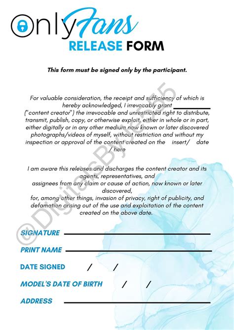 Onlyfans Release Form Template Onlyfans Release Form Template
