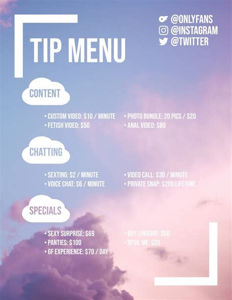 Onlyfans Tip Menu Onlyfans Onlyfans Tips Onlyfans Content Onlyfans