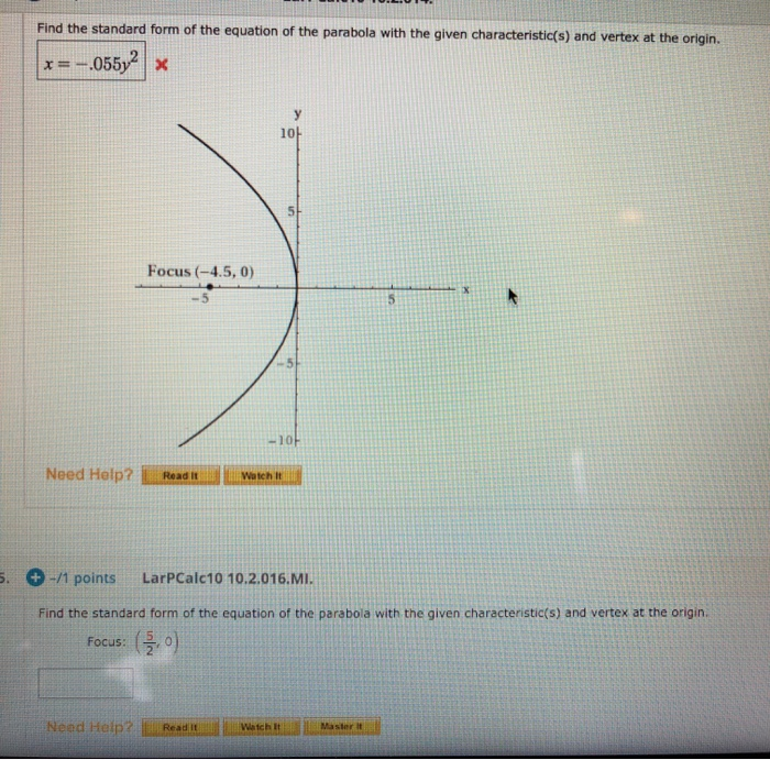 Parabola Equation Standard Form Parabola Equation Standard Form