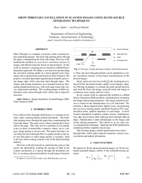 Pdf Show Through Cancellation In Scanned Images Using Blind Source