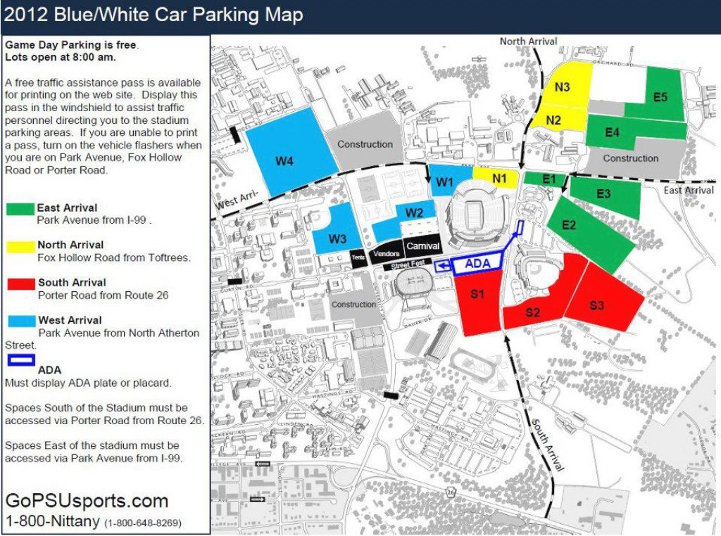 Penn State Football Parking Map With Numbers Penn State Football Parking Map With Numbers