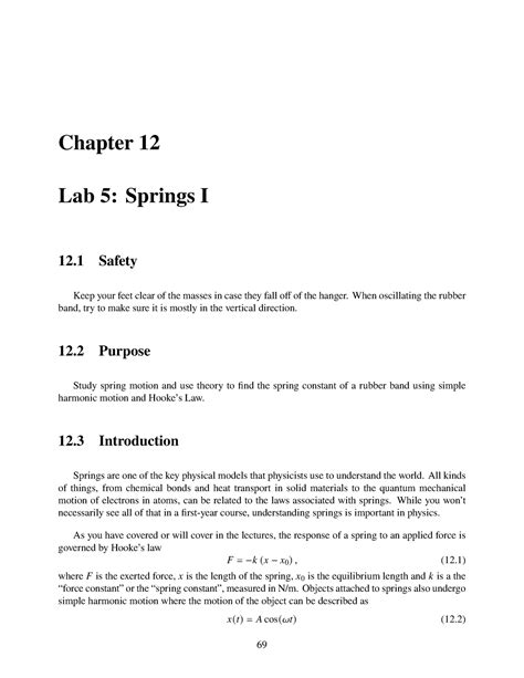 Phys 124 L5 Springs I Manual Chapter 12 Lab 5 Springs I 12 Safety Phys 124 L5 Springs I Manual Chapter 12 Lab 5 Springs I 12 Safety
