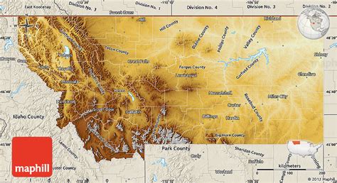 Physical Map Of Montana Shaded Relief Outside