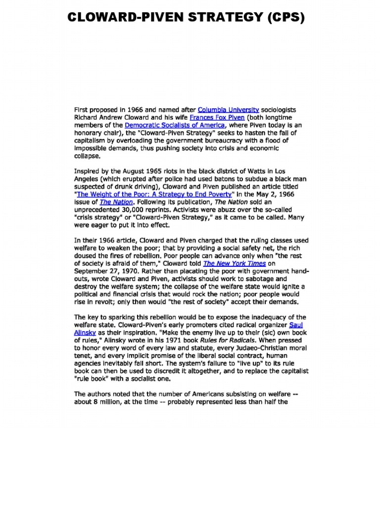 Uncovering the Piven and Cloward Strategy