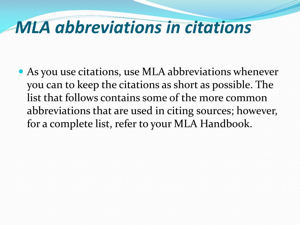 Ppt Using Mla Abbreviations Powerpoint Presentation Free Download