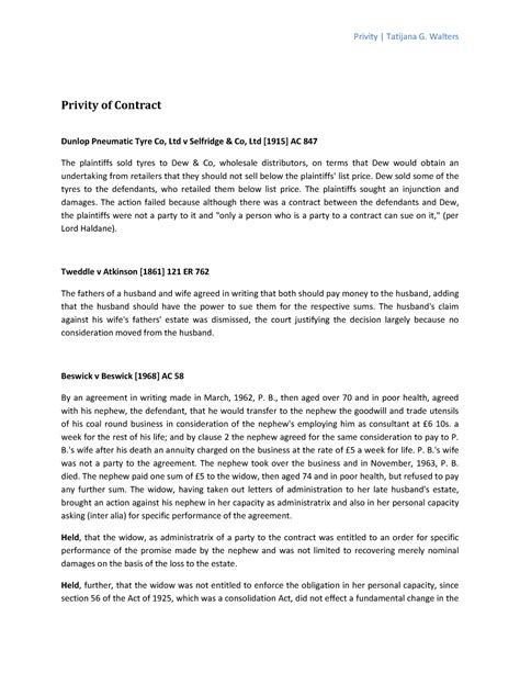 Privity Case Facts Privity Of Contract Dunlop Pneumatic Tyre Co Ltd Privity Case Facts Privity Of Contract Dunlop Pneumatic Tyre Co Ltd