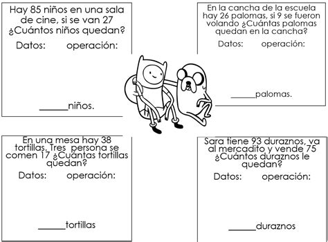Ejercicios de resta para niños.