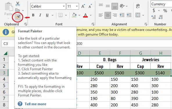 Shortcut Of Format Painter In Excel Keyboard Shortcut Shortcut Of Format Painter In Excel Keyboard Shortcut