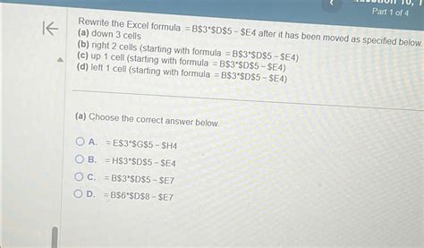 Solved Part 1 Of 4Rewrite The Excel Formula B 3 D 5 E4 Chegg Com Solved Part 1 Of 4Rewrite The Excel Formula B 3 D 5 E4 Chegg Com