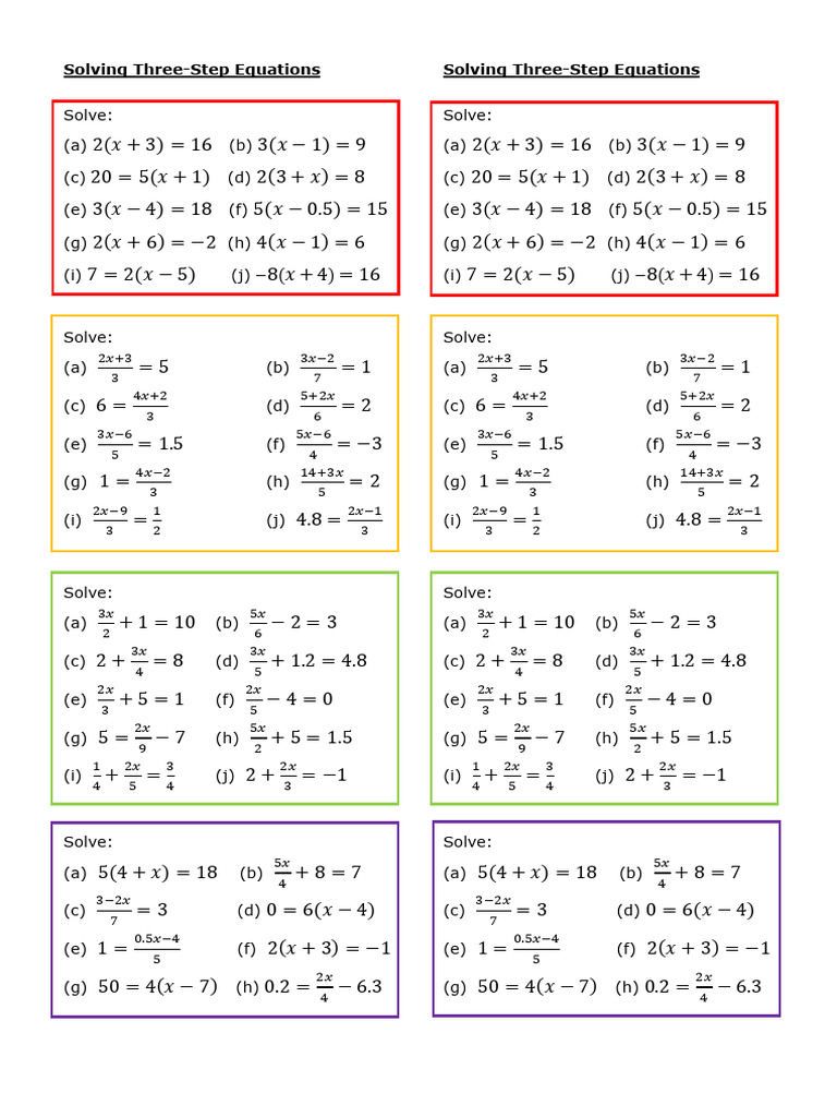 Solving Three Step Equations Solving Three Step Equations