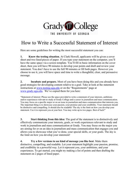 Crafting the Perfect Statement of Interest Crafting the Perfect Statement of Interest