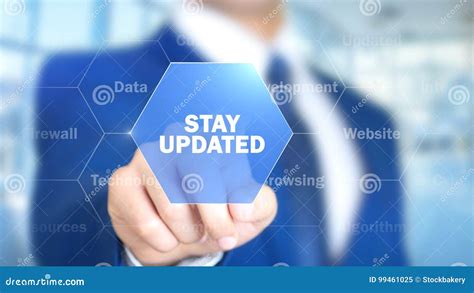 Stay Updated Man Working On Holographic Interface Visual Screen Stock Stay Updated Man Working On Holographic Interface Visual Screen Stock