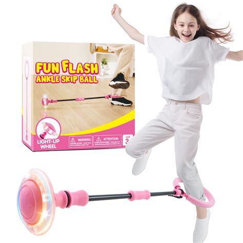 Syncfun Active Outdoor Pink Ankle Skip Ball With Flashing Lights Fun Toy For Kids Age 5 10