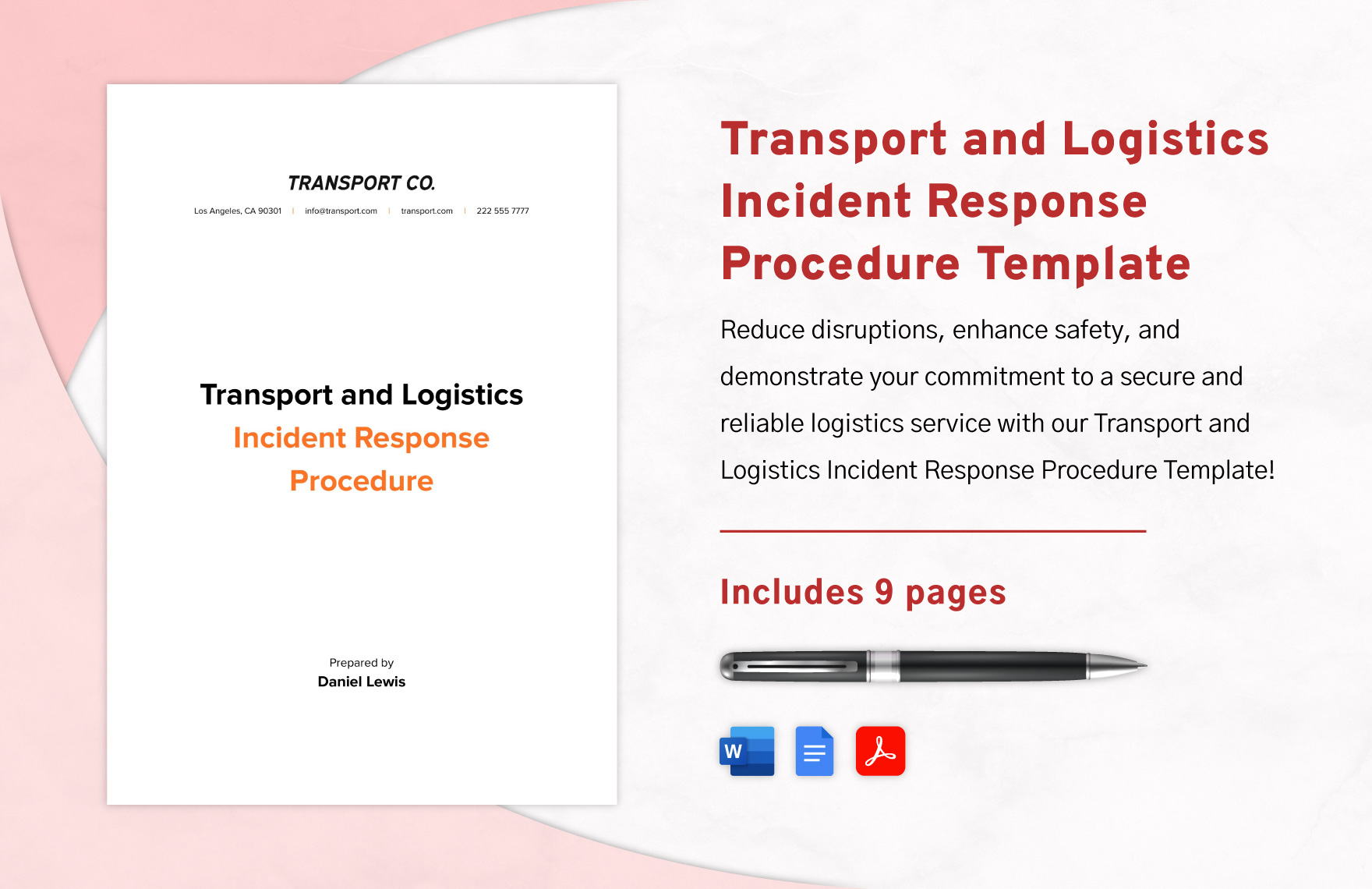 Transport And Logistics Incident Response Procedure Template In Word Transport And Logistics Incident Response Procedure Template In Word