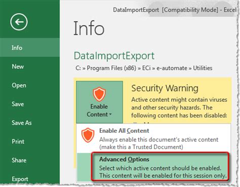 Trusting Excel Files From Eci On Premise Trusting Excel Files From Eci On Premise