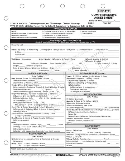 Update Comprehensive Assessment Form Update Comprehensive Assessment Form