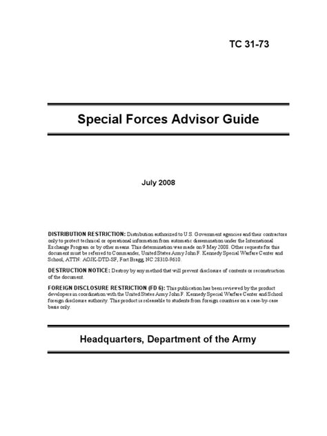 Us Special Forces Advisor Guide Pdf Special Forces United States