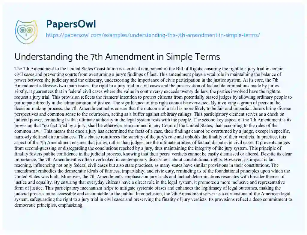 7th Amendment: 3 Key Points