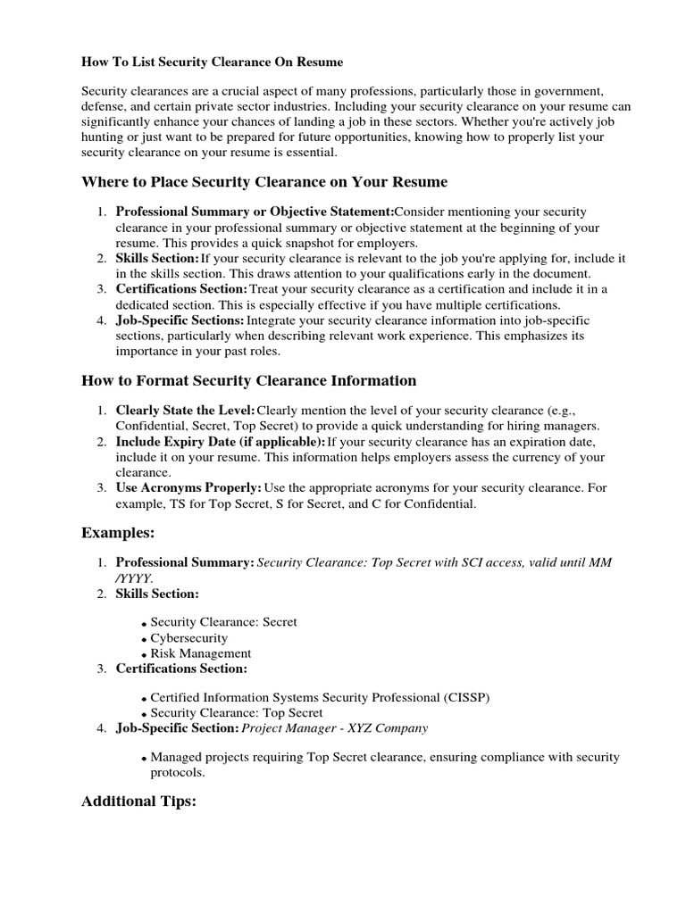 What S A Security Clearance Empire Resume What S A Security Clearance Empire Resume