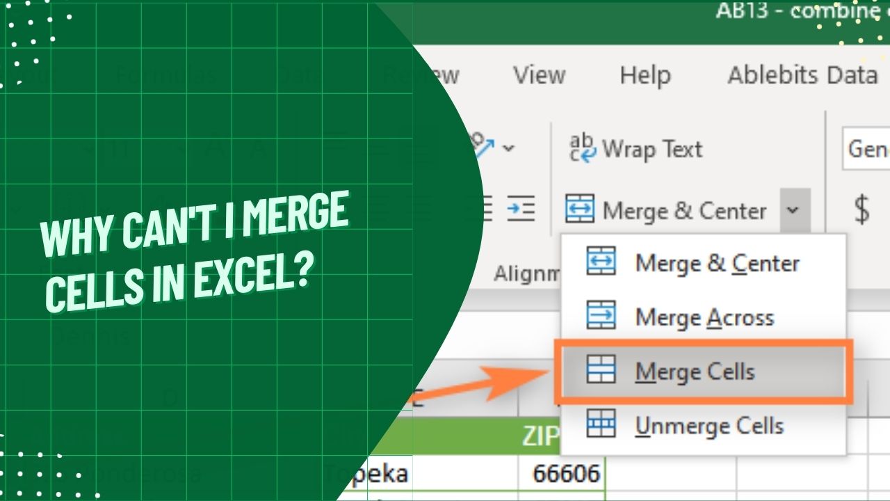 How to enable cell merging in Excel
