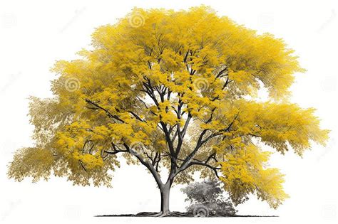Yellowwood Tree On A White Background Generative Ai Stock Illustration Yellowwood Tree On A White Background Generative Ai Stock Illustration